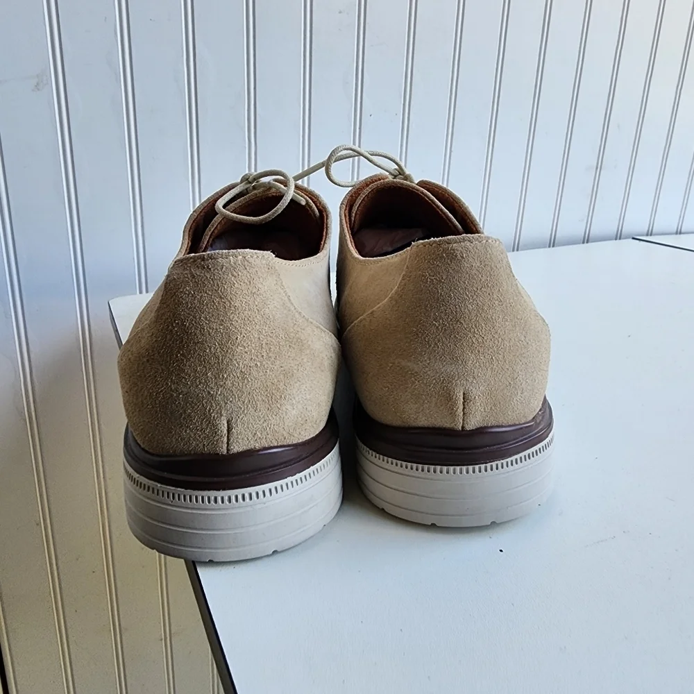 Stacy Adams Tayson Shoes Plain Toe Lace Up Men's Suede Beige Derby Oxfords 12 M